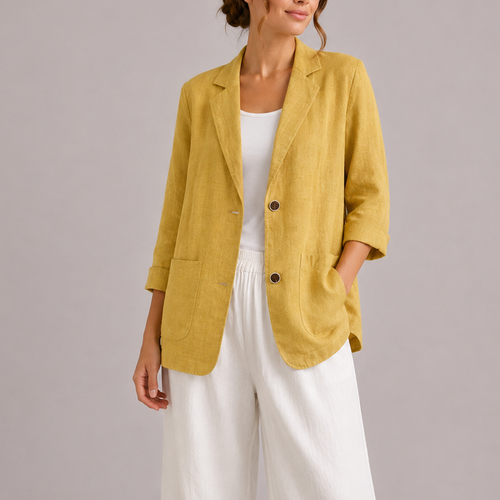 Women's Elegant Lightweight Linen Blazer – Stylish Casual Jacket