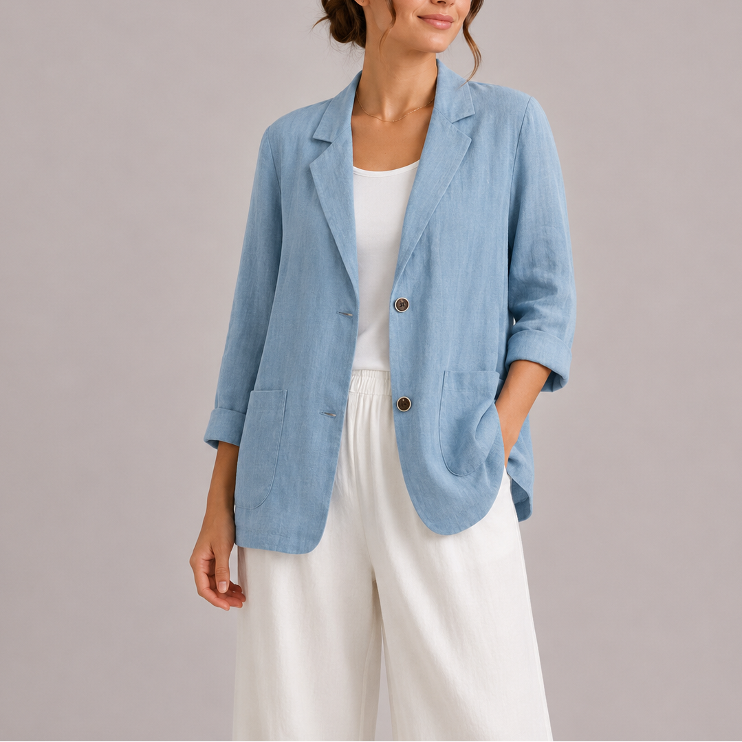 Women's Elegant Lightweight Linen Blazer – Stylish Casual Jacket