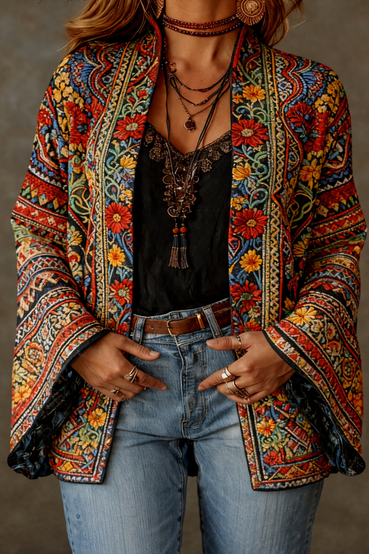 Women's Stylish Velvet-Touch Bohemian Cardigan