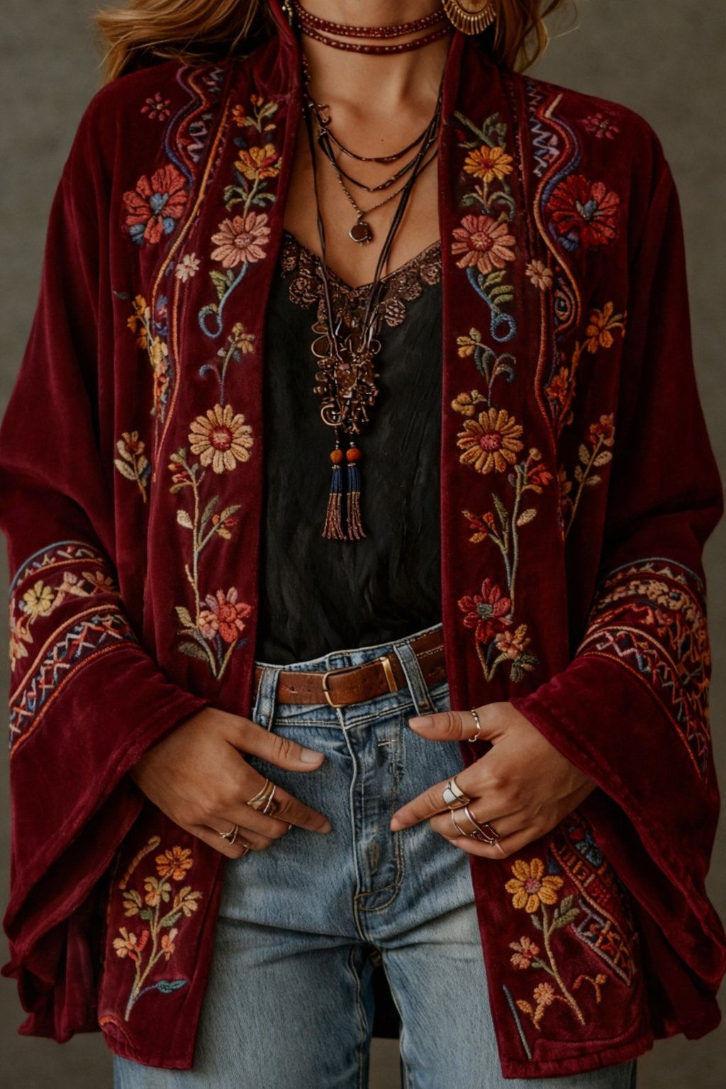 Women's Stylish Velvet-Touch Bohemian Cardigan