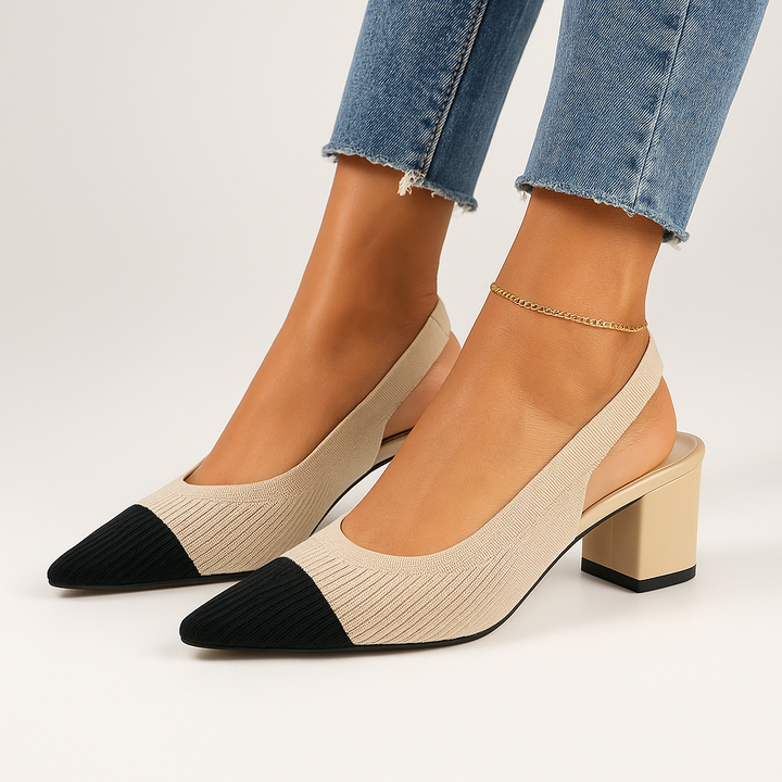 Slingback Heels | Women's Elegant Pumps with Pointed Toe & Low Heel-Metro Lane Plaza