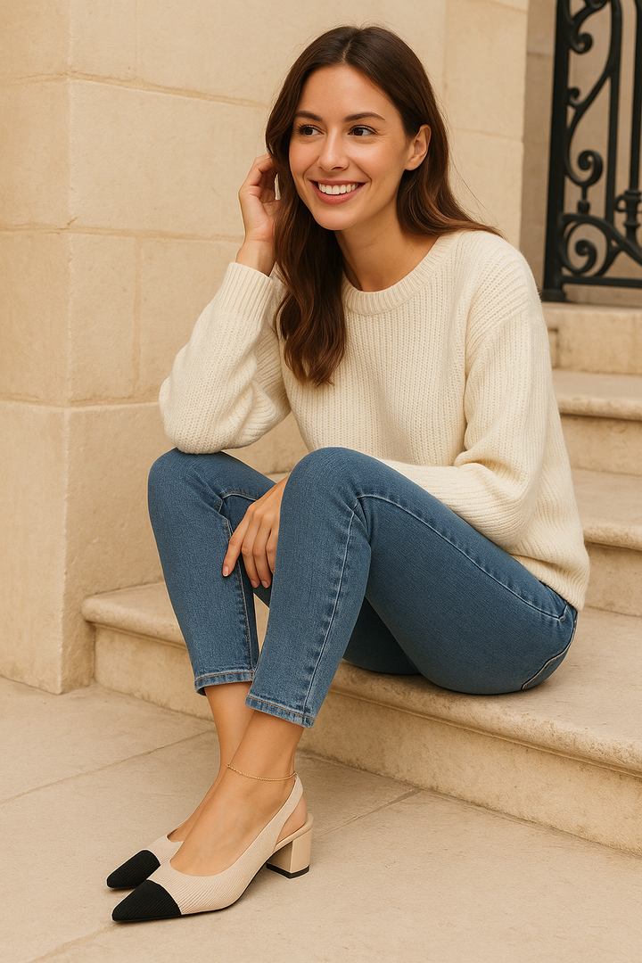 Slingback Heels | Women's Elegant Pumps with Pointed Toe & Low Heel-Metro Lane Plaza