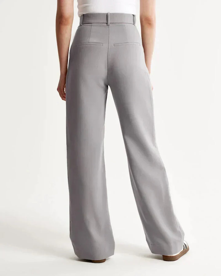 Women's High Waist Wide Leg Tailored Trousers with Pleats