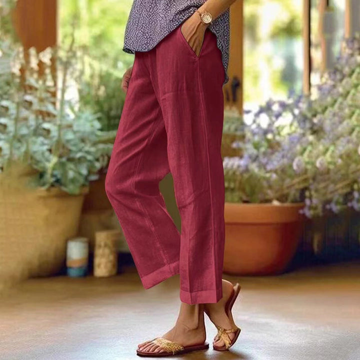 Klassische Damen-Leinenhose mit verkürztem, geradem Beinabschluss