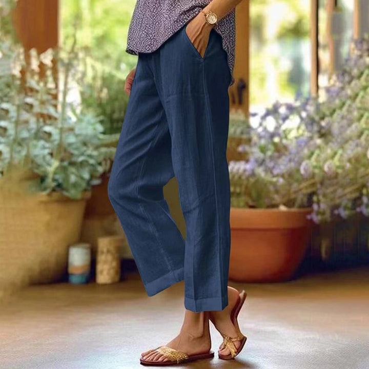 Klassische Damen-Leinenhose mit verkürztem, geradem Beinabschluss