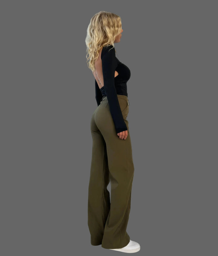Women's Classic High Waist Wide Leg Trousers with Tailored Fit