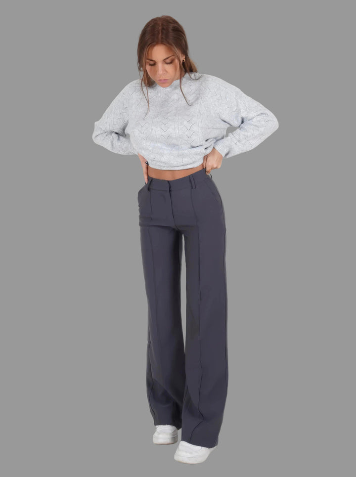 Women's Classic High Waist Wide Leg Trousers with Tailored Fit