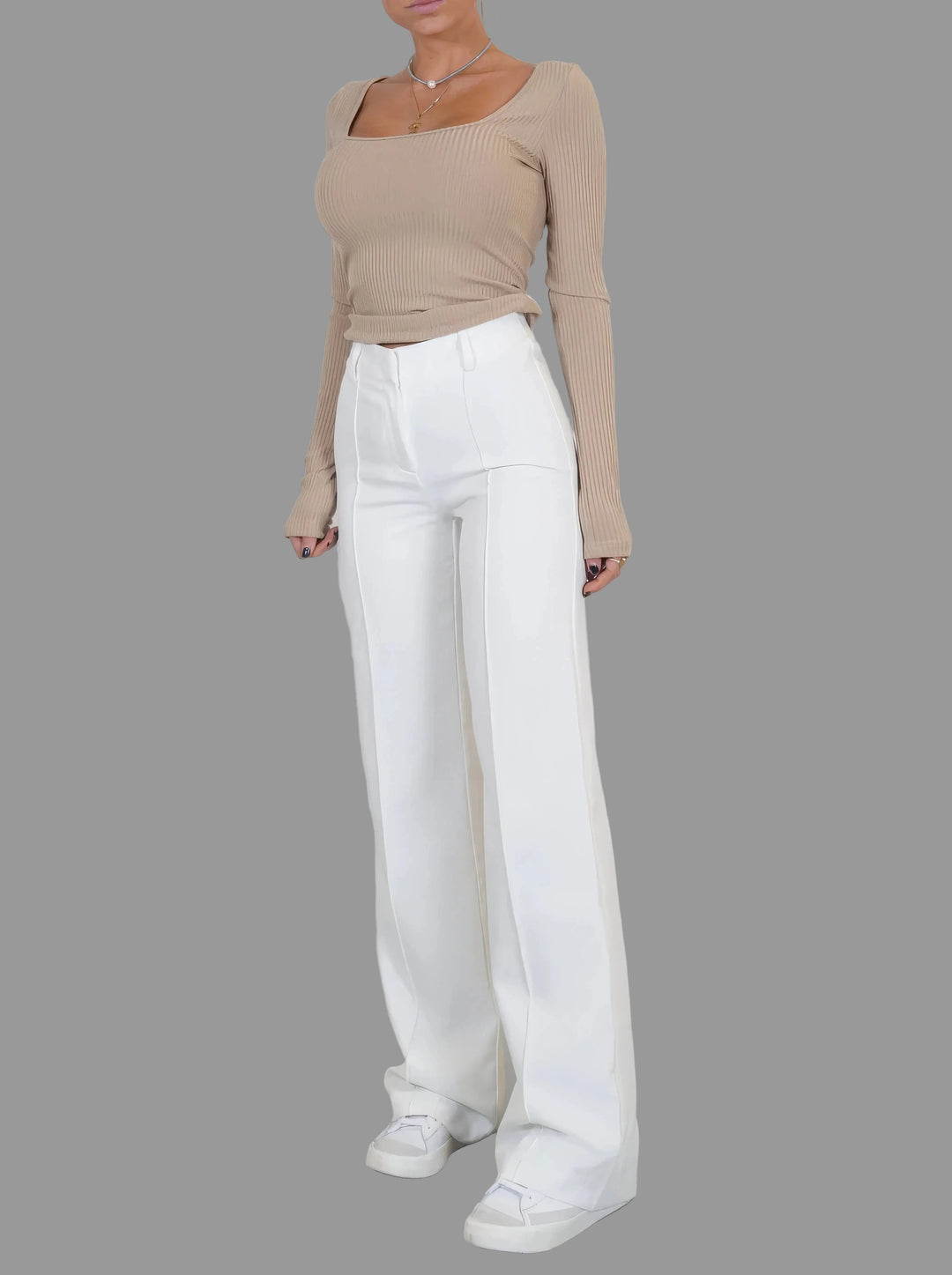 Women's Classic High Waist Wide Leg Trousers with Tailored Fit
