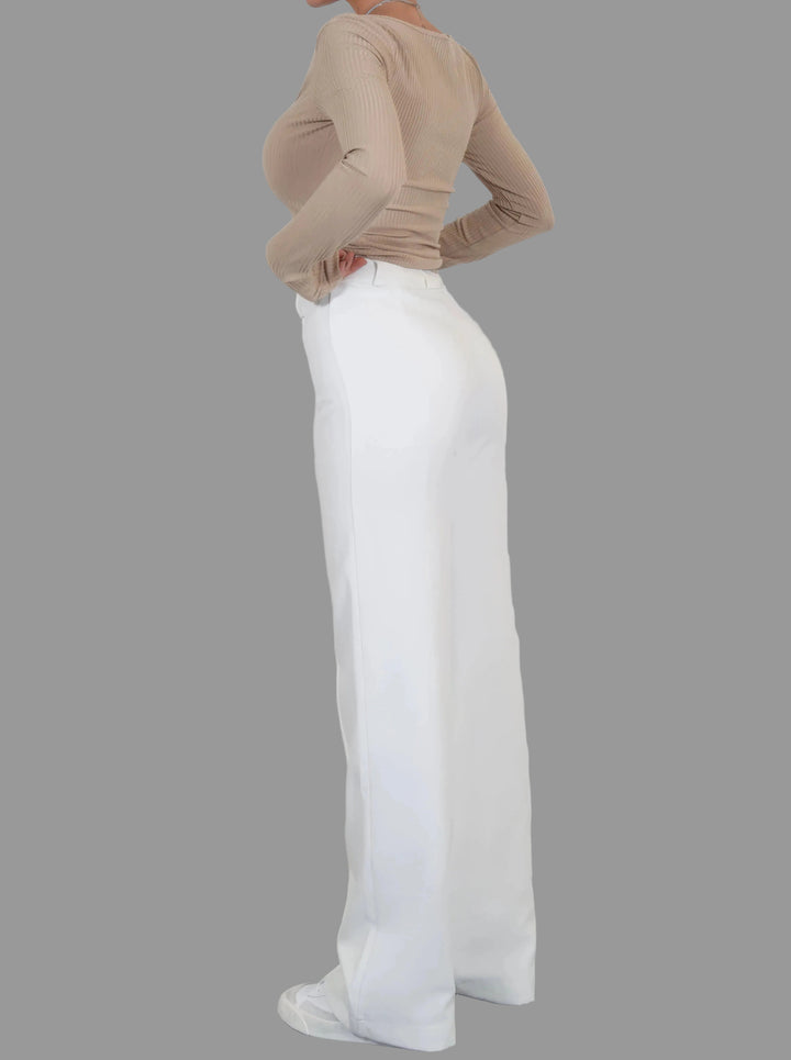Women's Classic High Waist Wide Leg Trousers with Tailored Fit