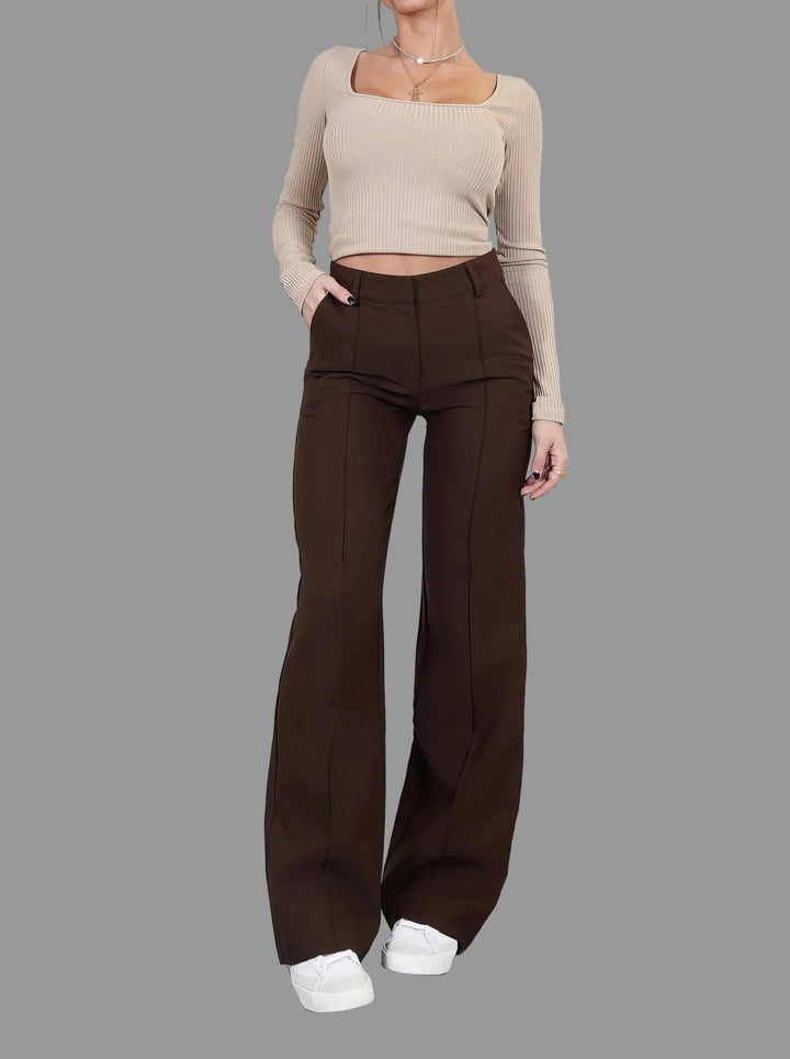 Women's Classic High Waist Wide Leg Trousers with Tailored Fit