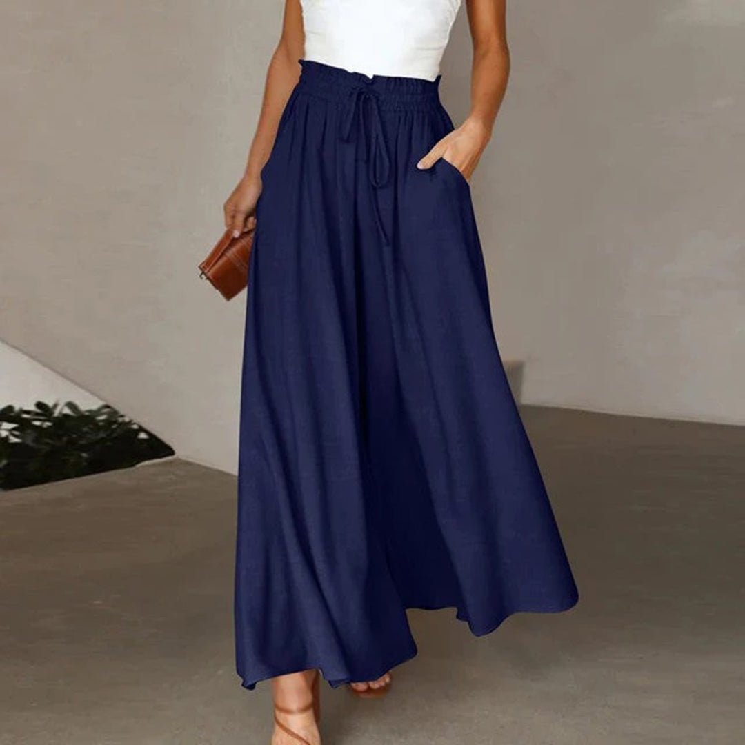 Linda | Women's Elegant High-Waisted Wide Leg Palazzo Pants-Metro Lane Plaza