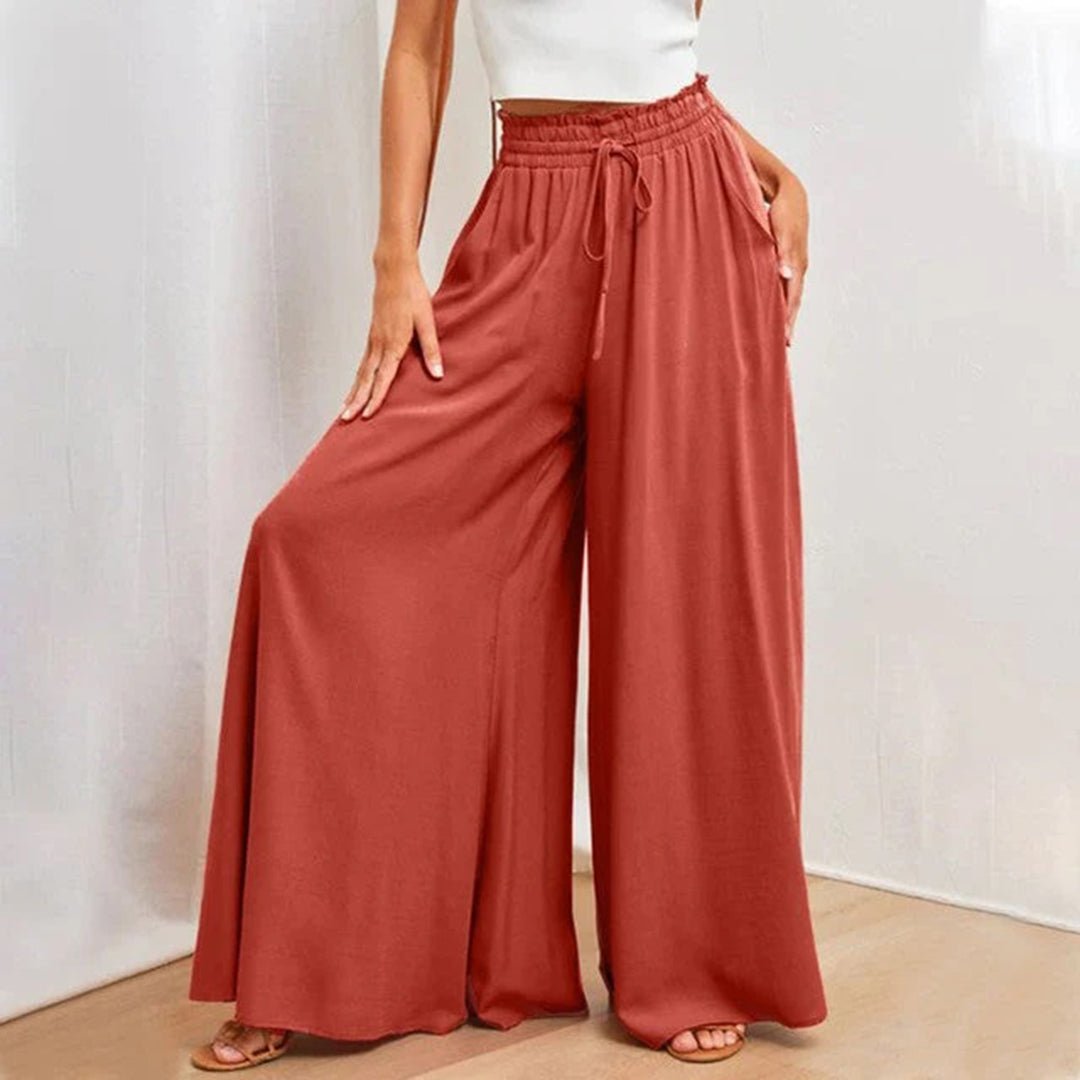 Linda | Women's Elegant High-Waisted Wide Leg Palazzo Pants-Metro Lane Plaza