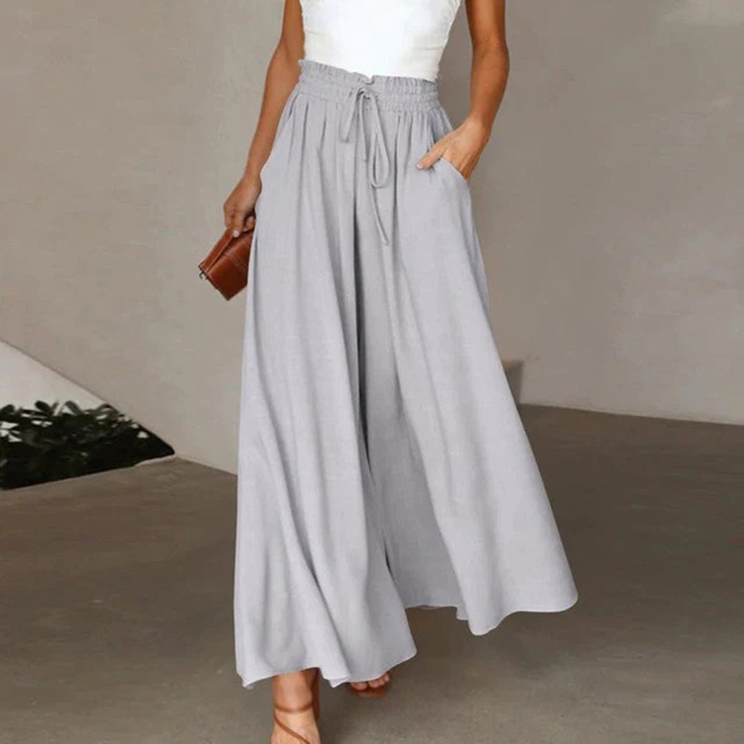 Linda | Women's Elegant High-Waisted Wide Leg Palazzo Pants-Metro Lane Plaza