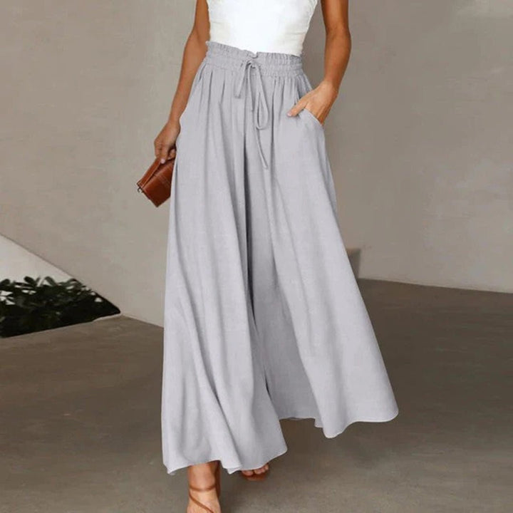 Linda | Women's Elegant High-Waisted Wide Leg Palazzo Pants-Metro Lane Plaza