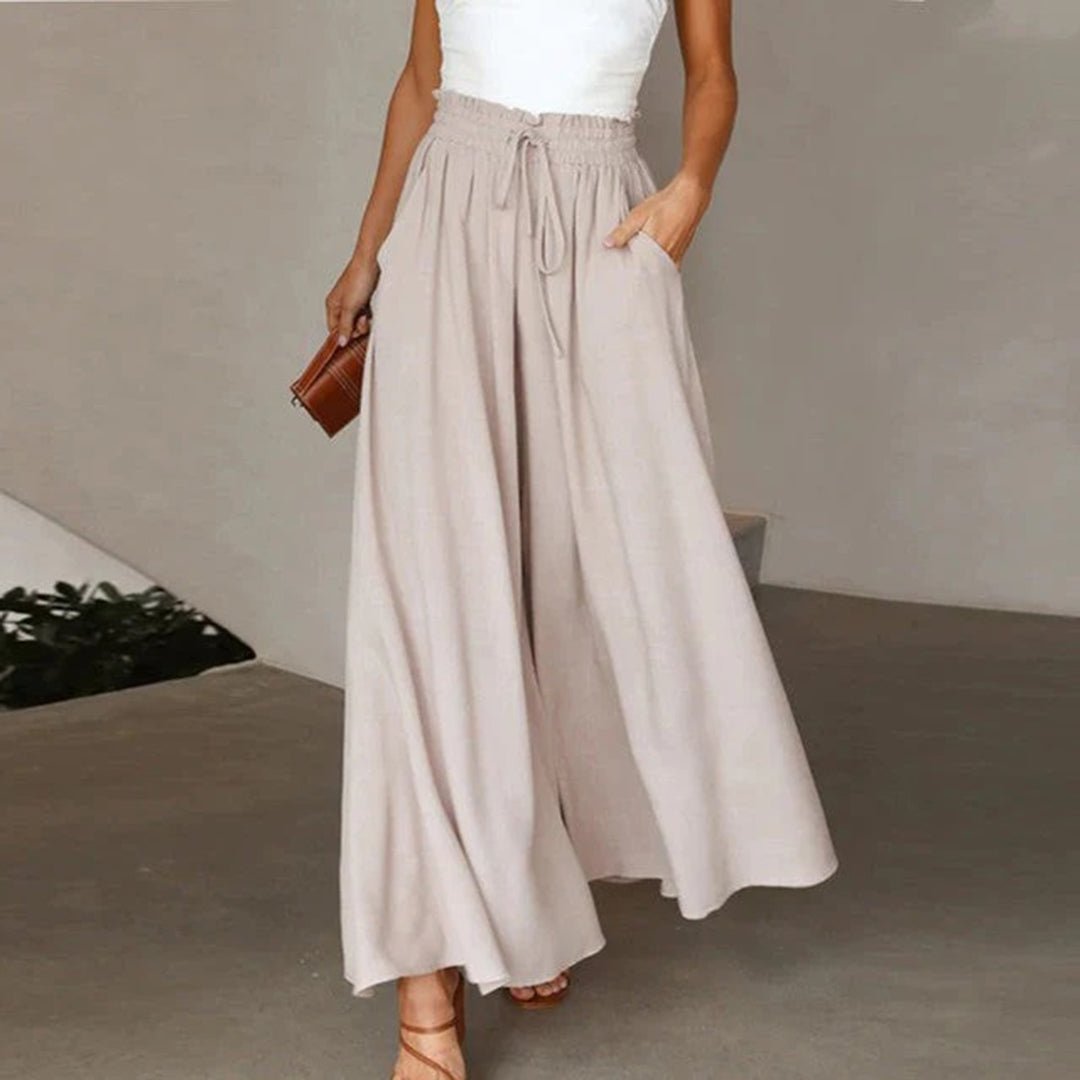 Linda | Women's Elegant High-Waisted Wide Leg Palazzo Pants-Metro Lane Plaza