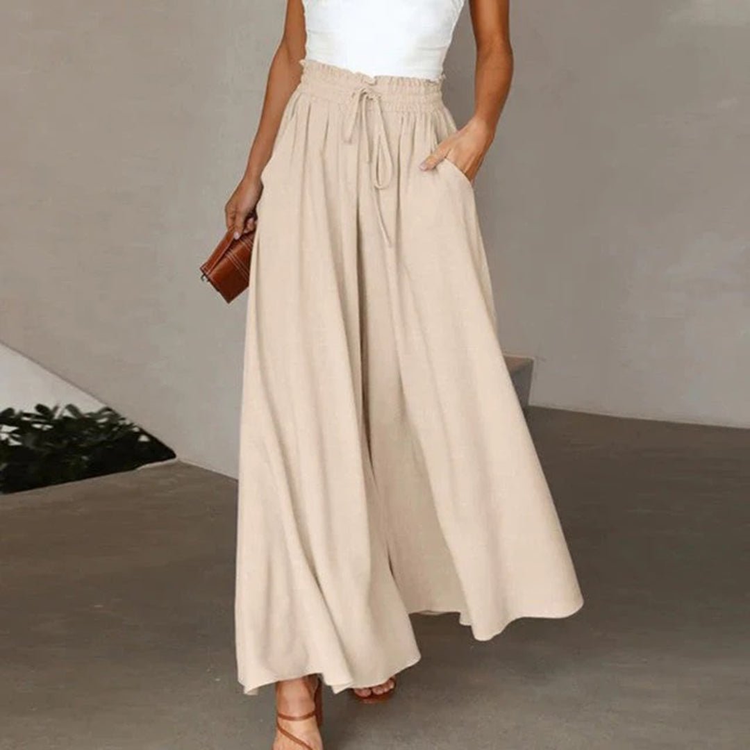 Linda | Women's Elegant High-Waisted Wide Leg Palazzo Pants-Metro Lane Plaza