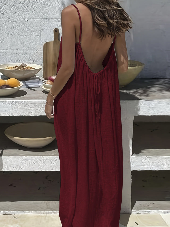 Ivy | Women's Elegant Breathable Backless Maxi Dress-Metro Lane Plaza