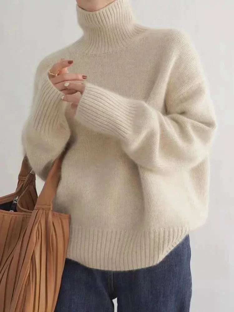 Maglione oversize da donna a collo alto, caldo e confortevole
