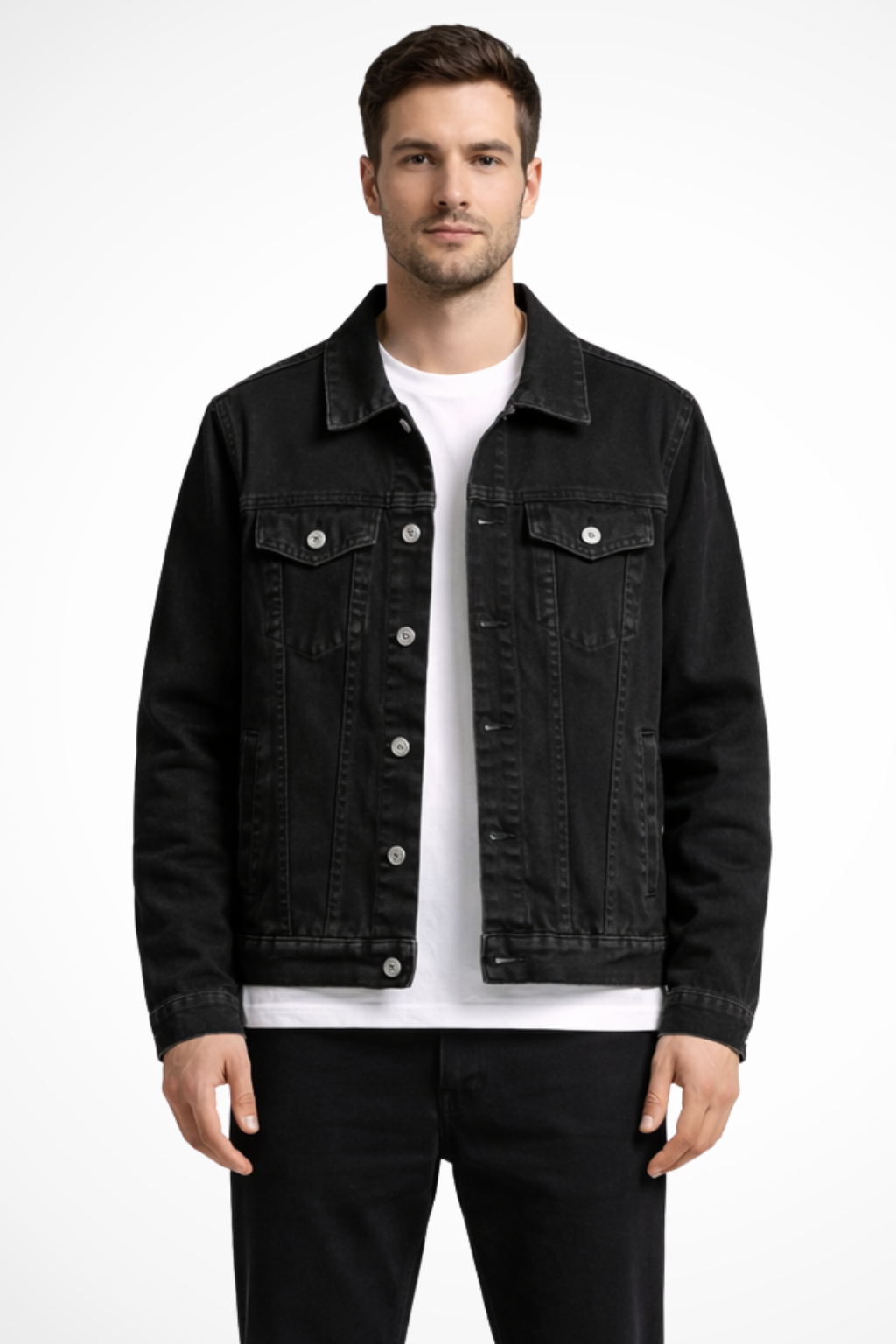 Men's Classic Fit Button-Up Denim Jacket-Metro Lane Plaza