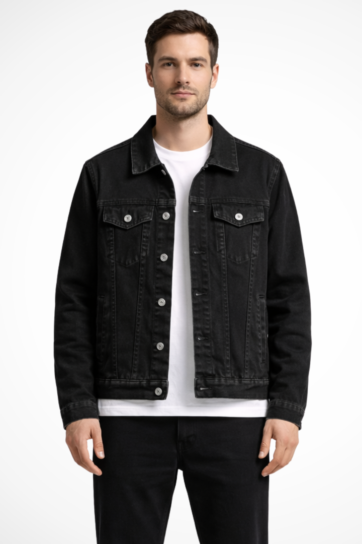 Men's Classic Fit Button-Up Denim Jacket-Metro Lane Plaza
