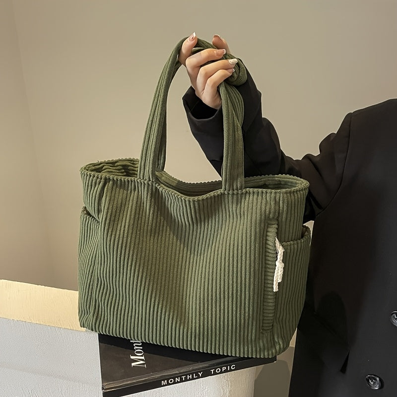 Ellis Shoulder Bag | Women's Ribbed Handbag with Cord Detail and Storage-Metro Lane Plaza