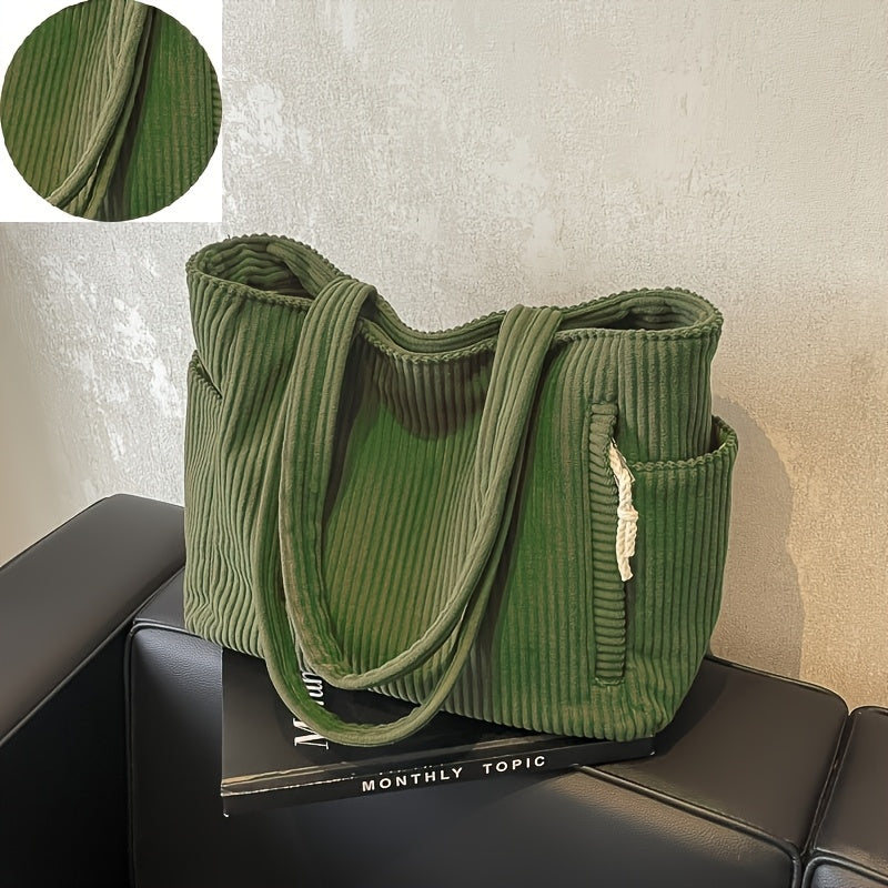 Ellis Shoulder Bag | Women's Ribbed Handbag with Cord Detail and Storage-Metro Lane Plaza