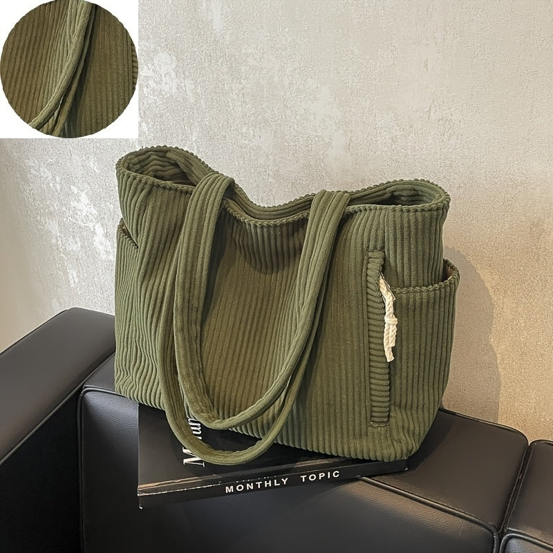 Ellis Shoulder Bag | Women's Ribbed Handbag with Cord Detail and Storage-Metro Lane Plaza