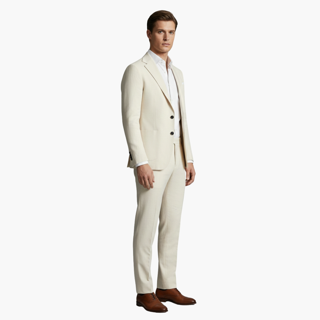 Men's Slim Fit Two-Piece Suit with Peak Lapel Design-Metro Lane Plaza