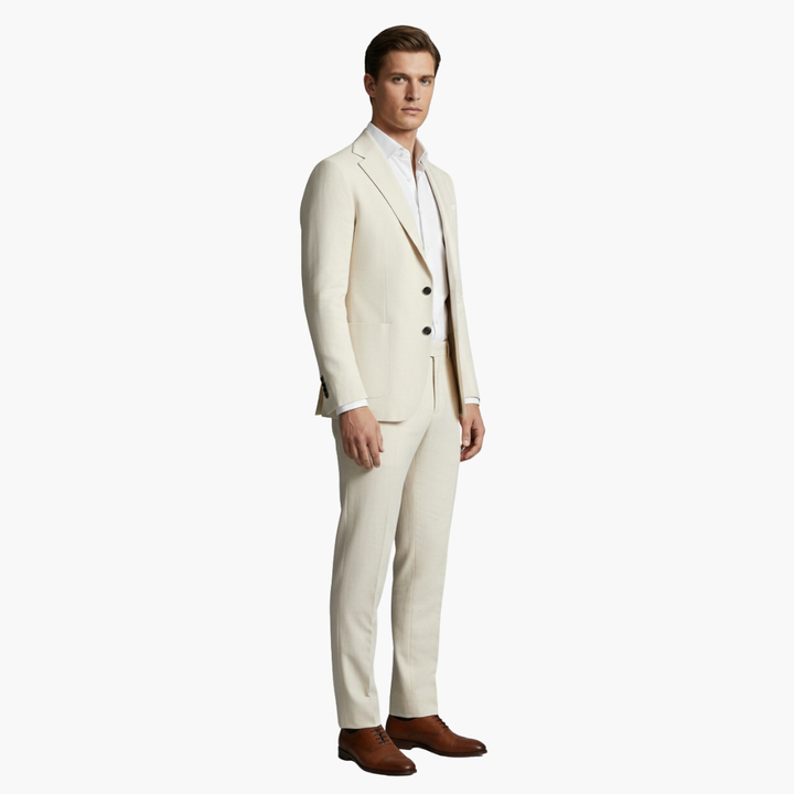 Men's Slim Fit Two-Piece Suit with Peak Lapel Design-Metro Lane Plaza