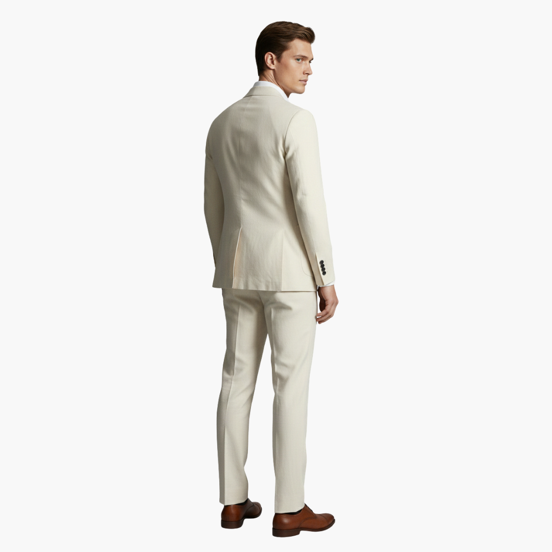 Men's Slim Fit Two-Piece Suit with Peak Lapel Design-Metro Lane Plaza