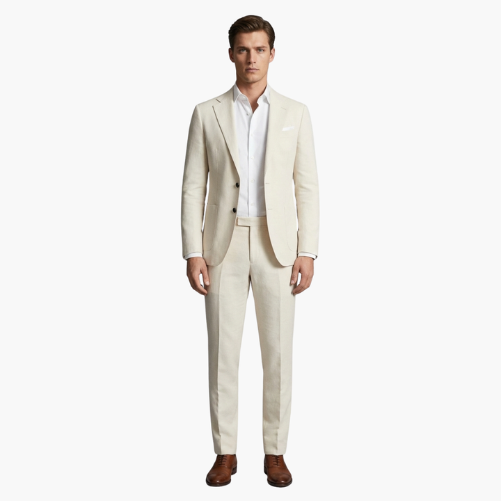 Men's Slim Fit Two-Piece Suit with Peak Lapel Design-Metro Lane Plaza