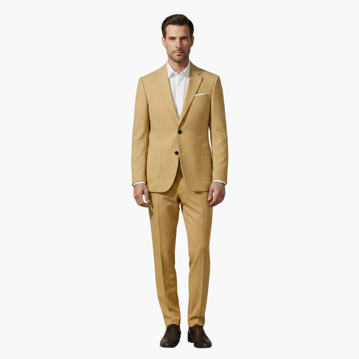 Men's Slim Fit Two-Piece Suit with Peak Lapel Design-Metro Lane Plaza
