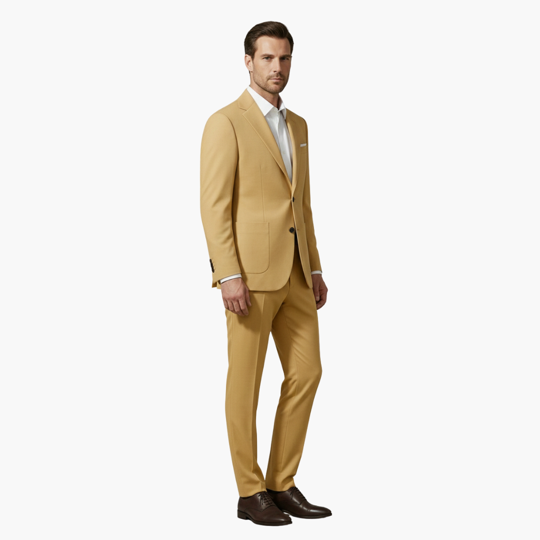 Men's Slim Fit Two-Piece Suit with Peak Lapel Design-Metro Lane Plaza
