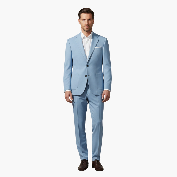 Men's Slim Fit Two-Piece Suit with Peak Lapel Design-Metro Lane Plaza