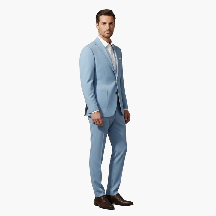 Men's Slim Fit Two-Piece Suit with Peak Lapel Design-Metro Lane Plaza