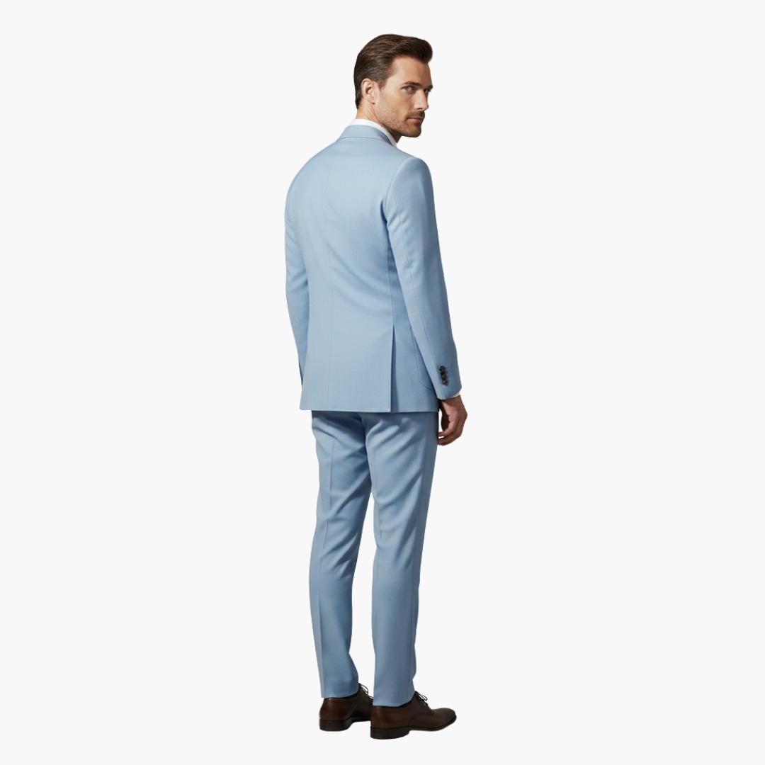 Men's Slim Fit Two-Piece Suit with Peak Lapel Design-Metro Lane Plaza