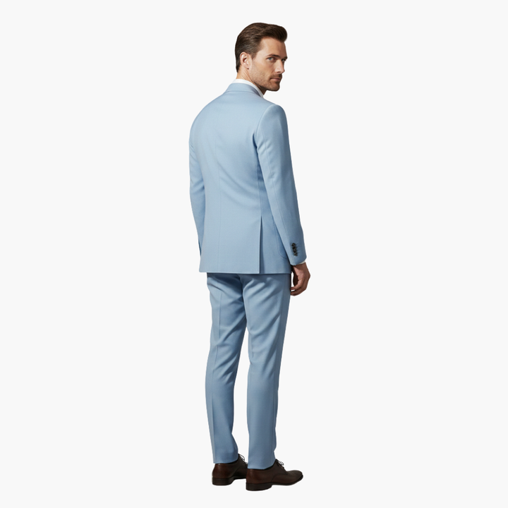 Men's Slim Fit Two-Piece Suit with Peak Lapel Design-Metro Lane Plaza