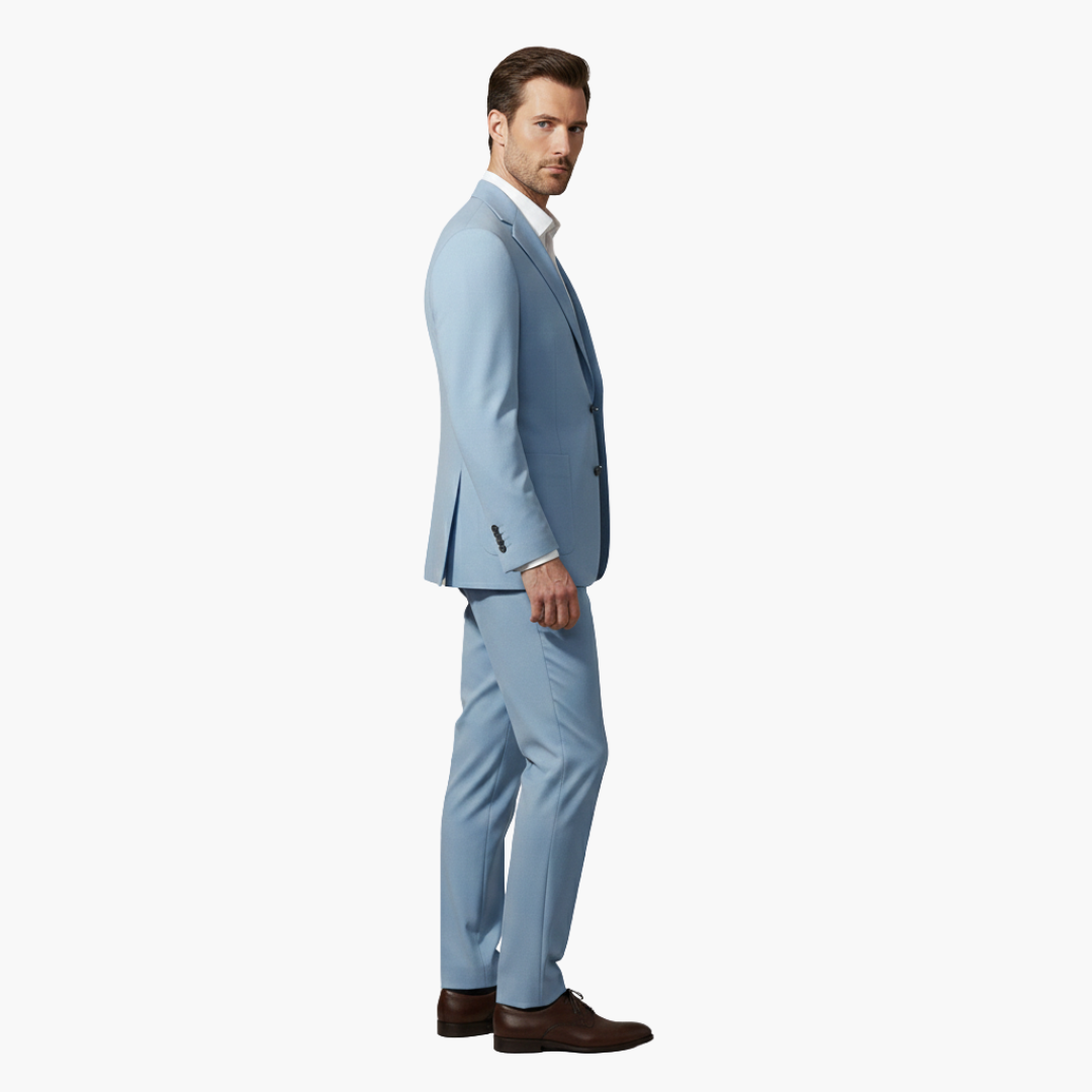 Men's Slim Fit Two-Piece Suit with Peak Lapel Design-Metro Lane Plaza