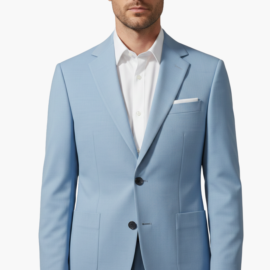 Men's Slim Fit Two-Piece Suit with Peak Lapel Design-Metro Lane Plaza