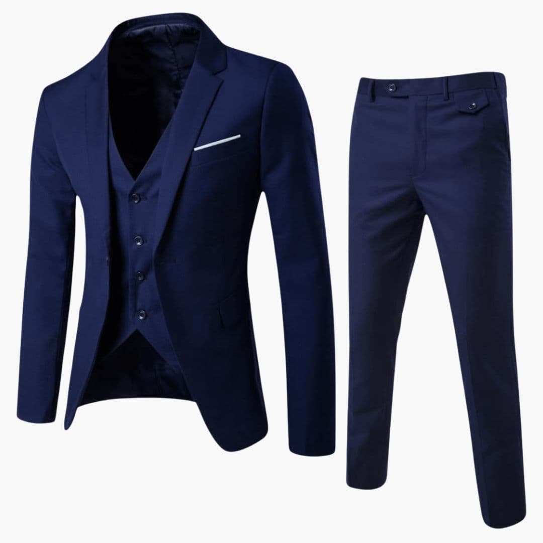 Men's Classic Three-Piece Formal Tailored Suit-Metro Lane Plaza