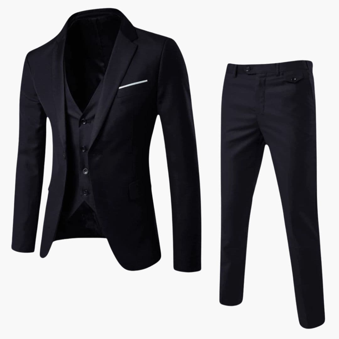 Men's Classic Three-Piece Formal Tailored Suit-Metro Lane Plaza