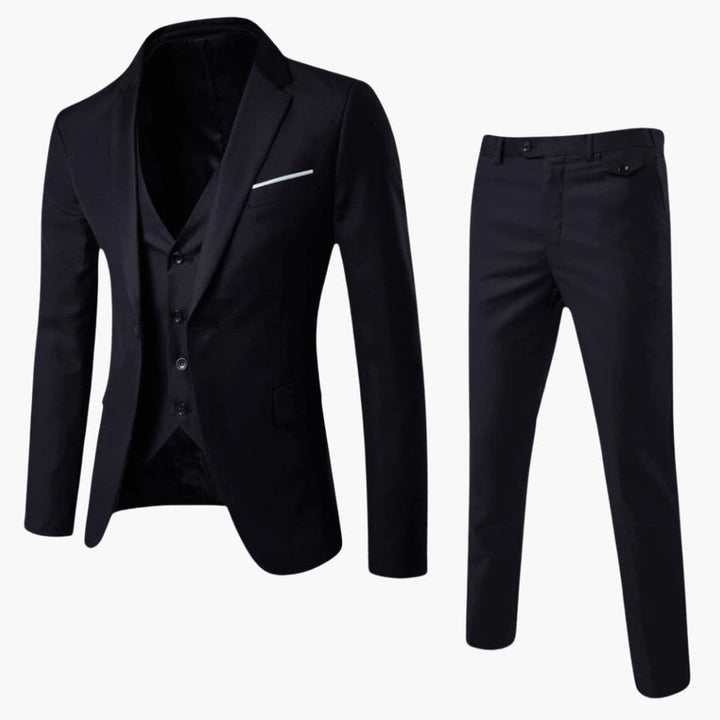 Men's Classic Three-Piece Formal Tailored Suit-Metro Lane Plaza