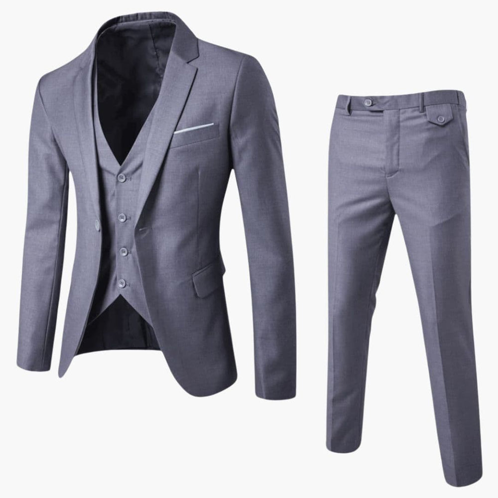 Men's Classic Three-Piece Formal Tailored Suit-Metro Lane Plaza