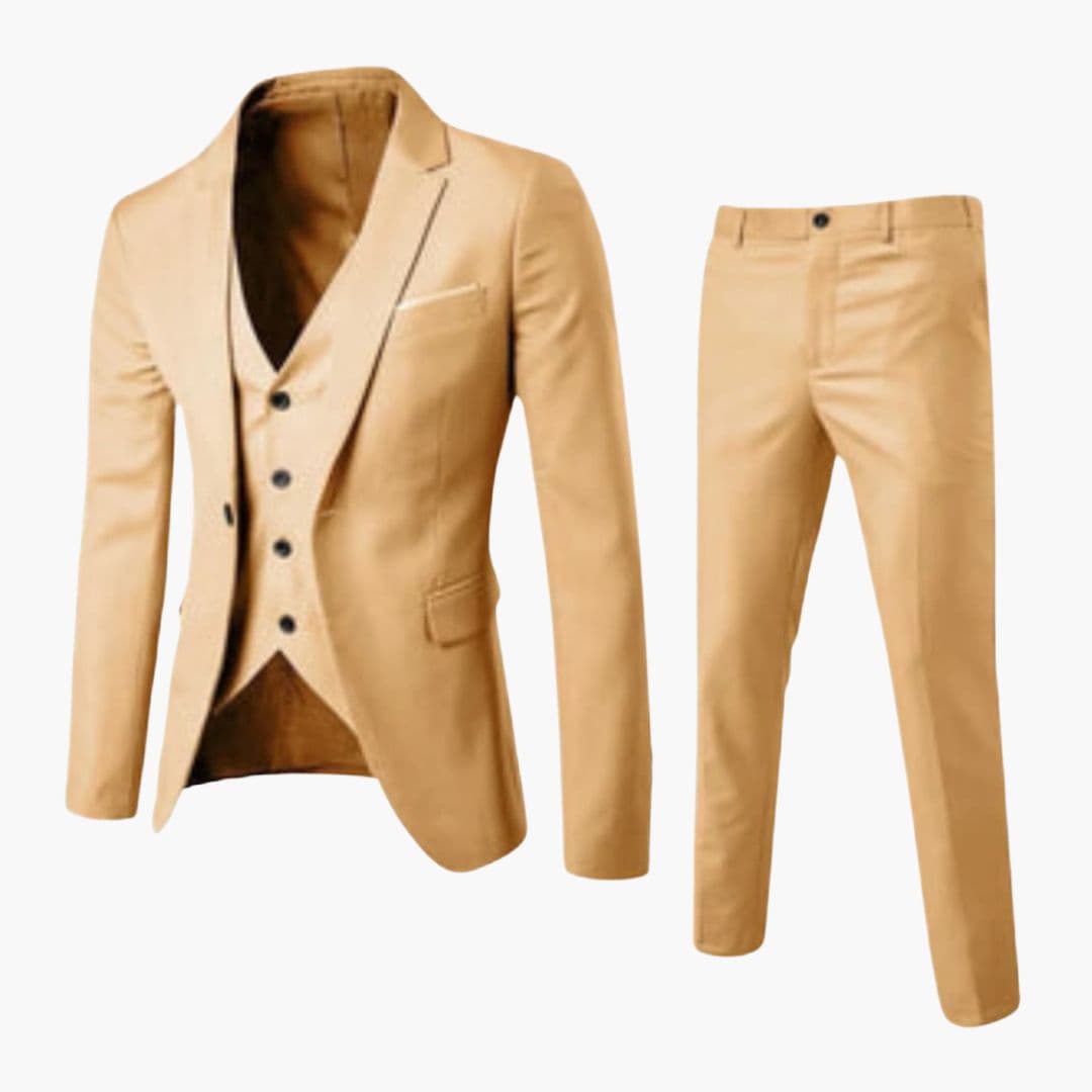 Men's Classic Three-Piece Formal Tailored Suit-Metro Lane Plaza
