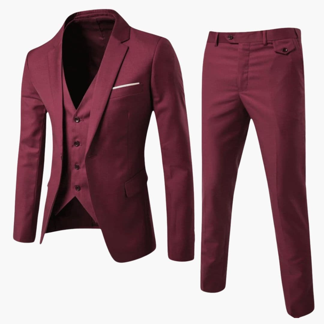 Men's Classic Three-Piece Formal Tailored Suit-Metro Lane Plaza