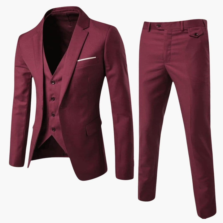 Men's Classic Three-Piece Formal Tailored Suit-Metro Lane Plaza