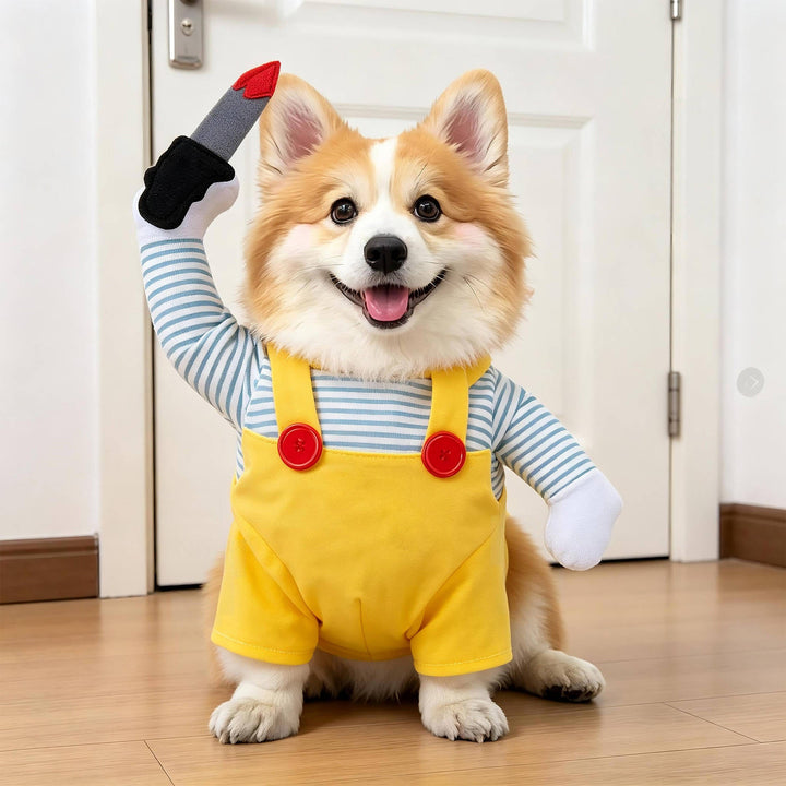Fato assustador de cão para mulheres, com braços acolchoados, para diversão no Halloween