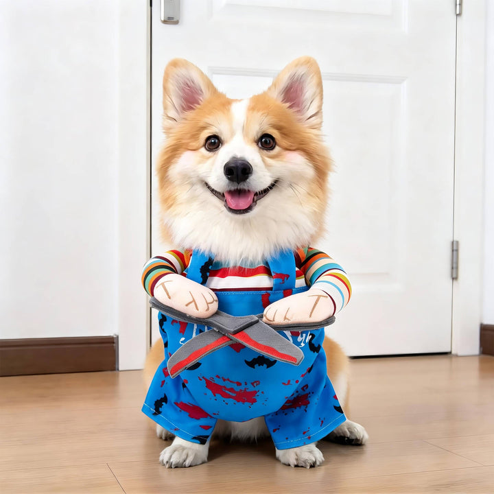 Fato assustador de cão para mulheres, com braços acolchoados, para diversão no Halloween