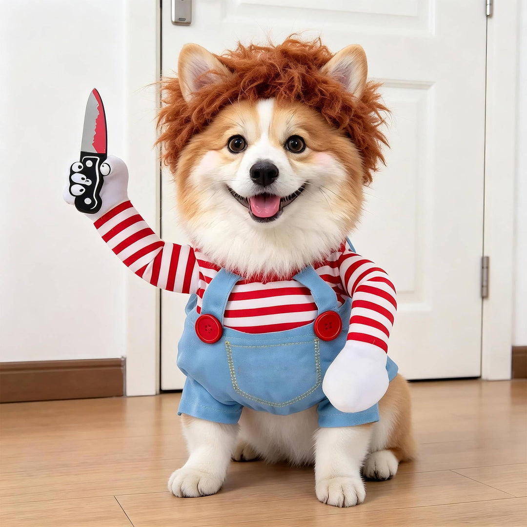 Fato assustador de cão para mulheres, com braços acolchoados, para diversão no Halloween