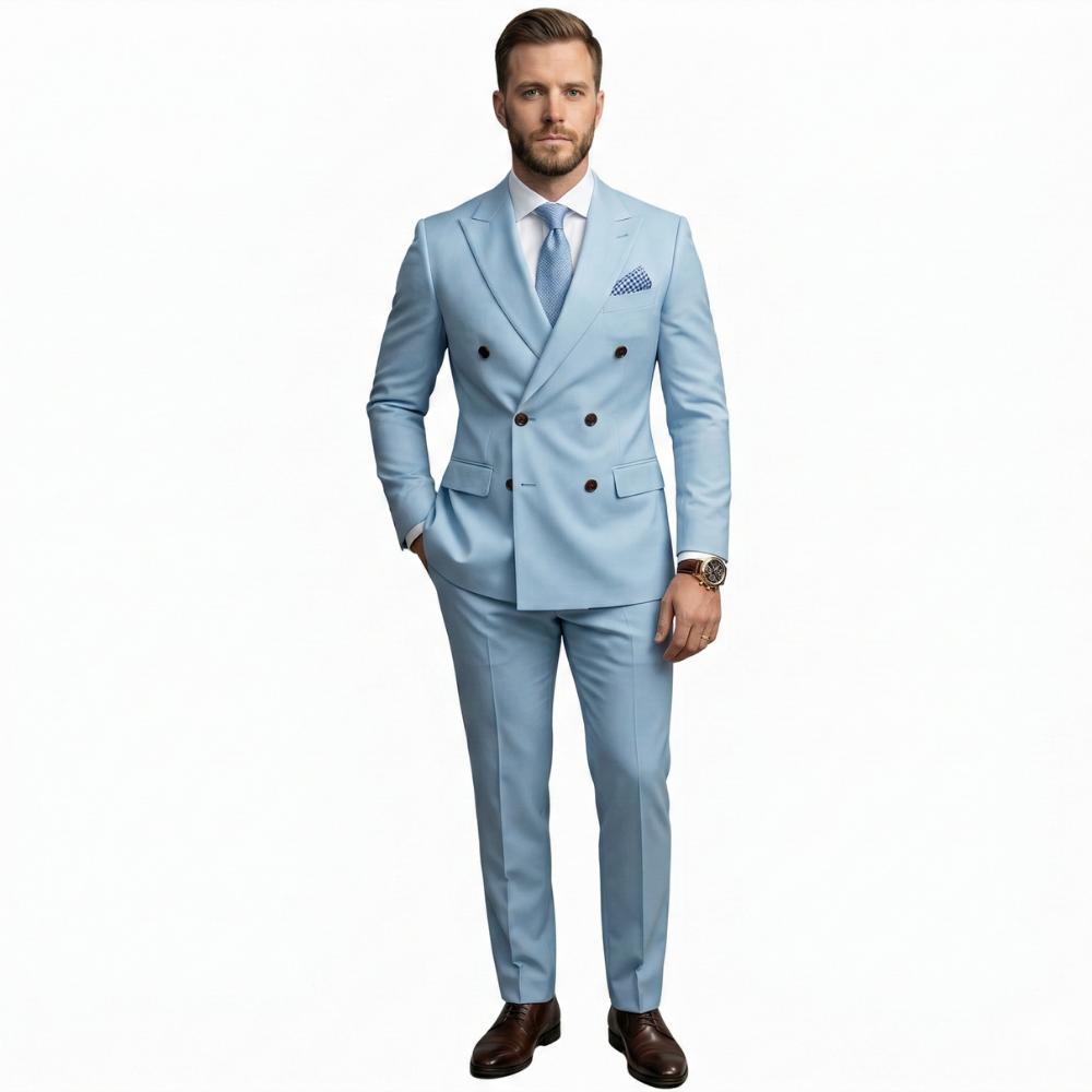 Men's Premium Double-Breasted Six-Button Two-Piece Suit-Metro Lane Plaza
